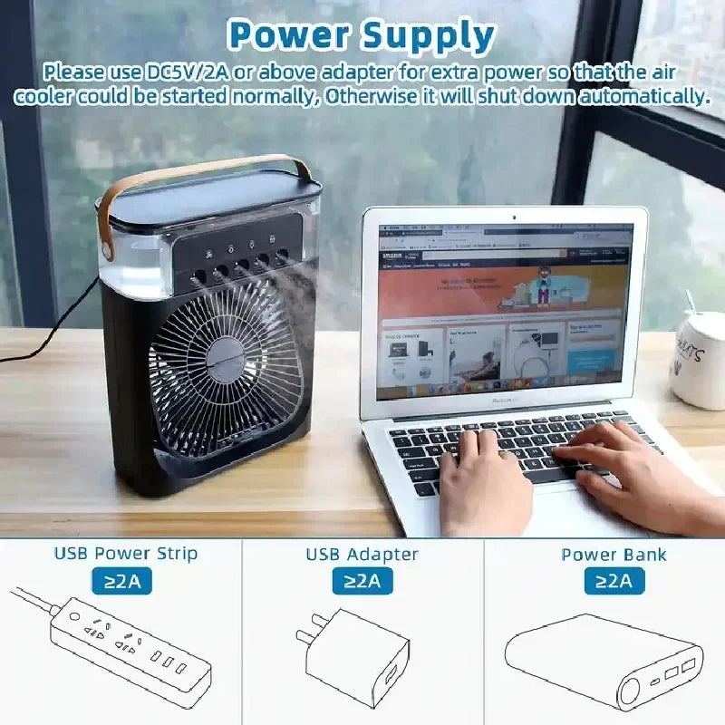 Portable Silent Water Cooled Fan & Humidifier